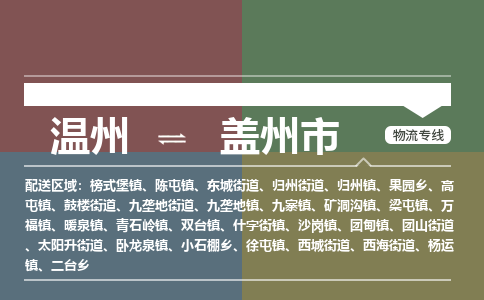 溫州到蓋州市物流專(zhuān)線