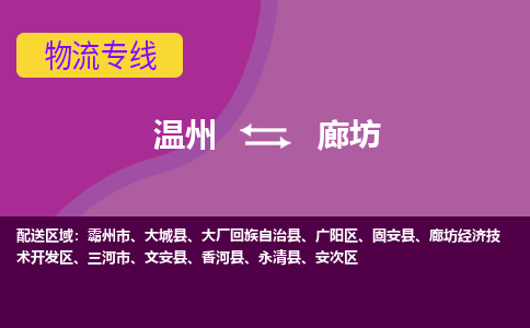 溫州到廊坊安次區(qū)物流專(zhuān)線