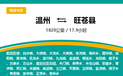 溫州到旺蒼縣物流專線